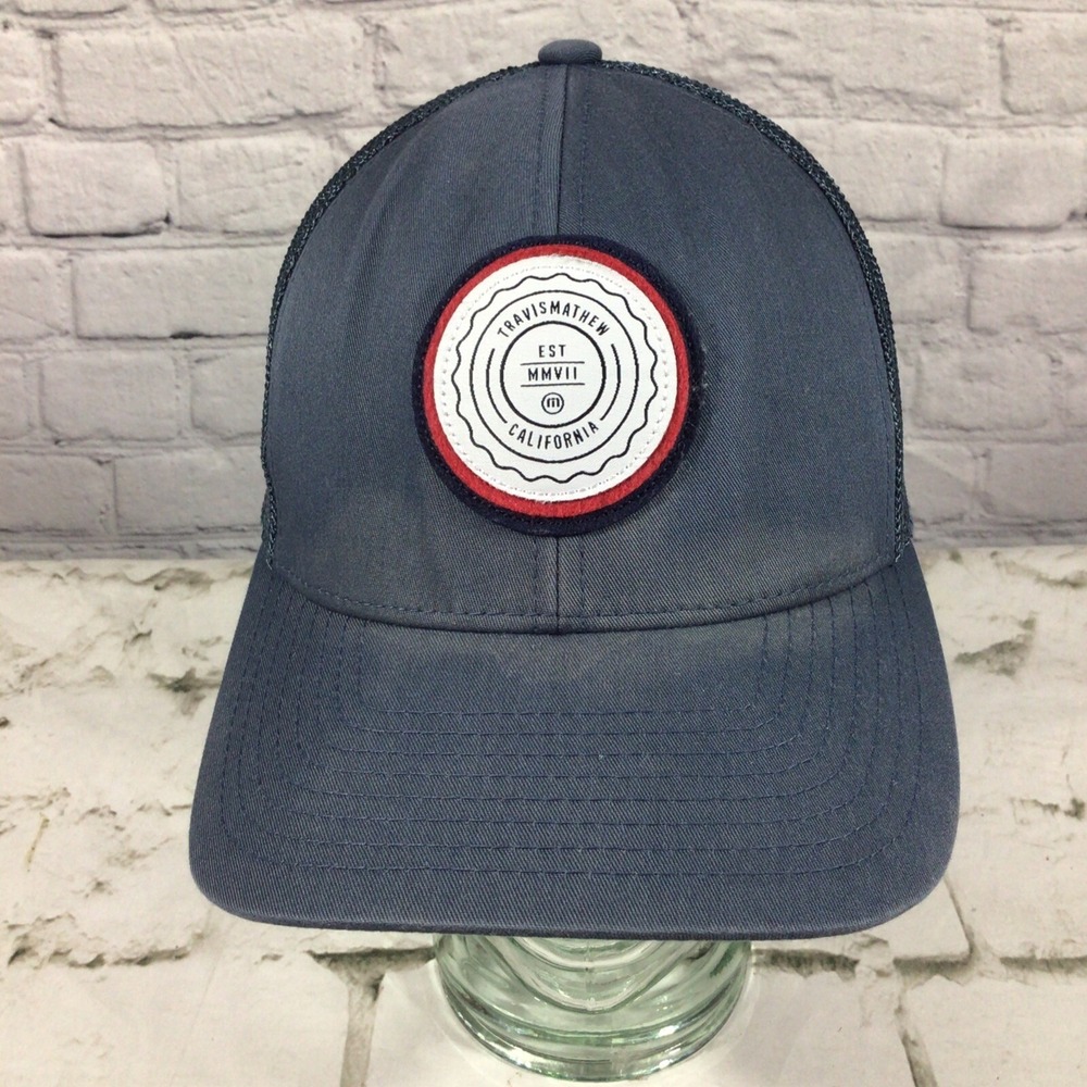 Travis Mathew Golf Hat Trucker Mesh Snapback One Ten Blue Flaw